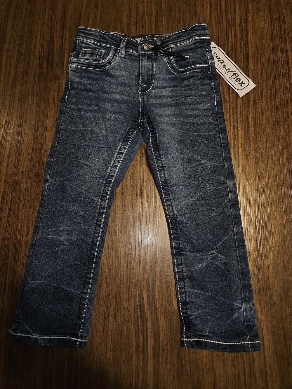 Kids Dark Blue Stretch Jeans with Adjustable Waist